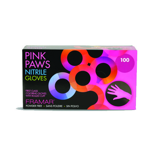 FRAMAR PINK PAWS NITRILE GLOVE SMALL 100PC
