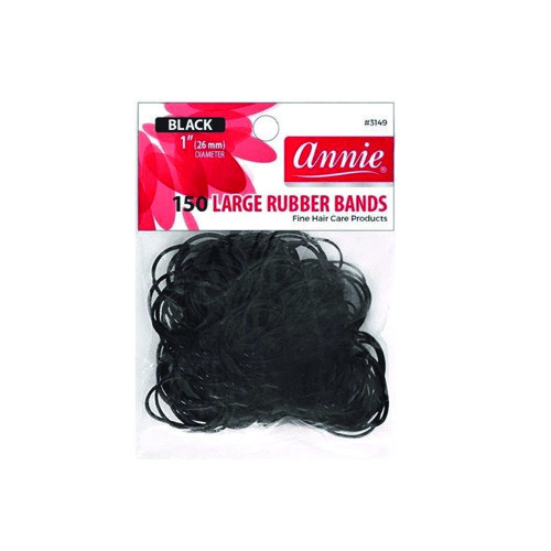ANNIE 3149 RUBBER BAND LG 150CT BLACK