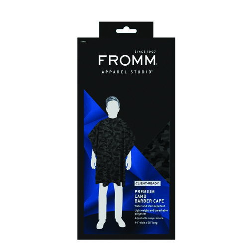 FROMM F7041 CAMO BARBER CAPE BLACK 44X58