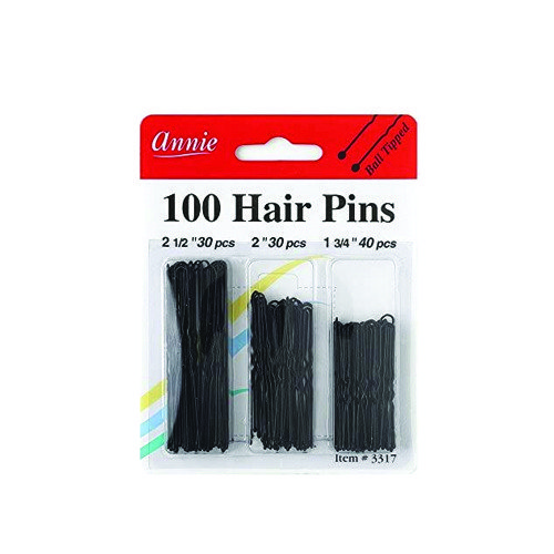 ANNIE 3317 HAIR PINS 2 1/2" & 2"&1 3/4" BLACK 100PK